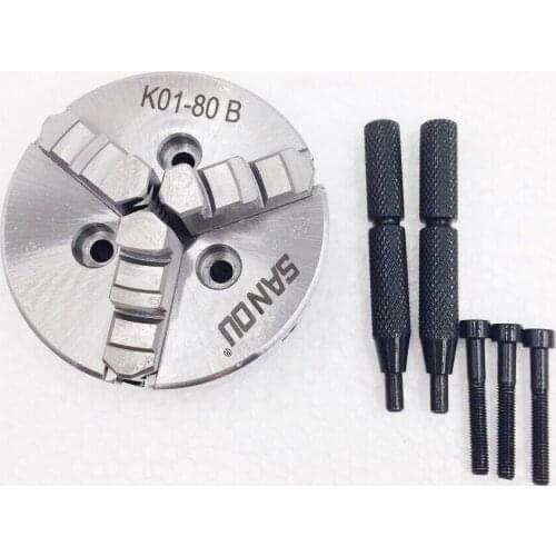 3Jaw Lathe Chuck 80mm 3 Jaw Self-centering Manual Chuck M5 for Woodworking Lathe CNC