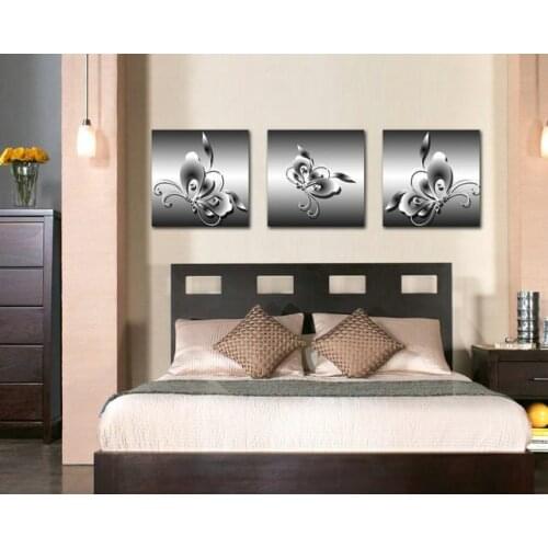 3 Panel Modern Abstract Butterfly Flower Painting On Canvas Wall Art Cuadros Flowers Picture Home Decor For Living Room No Frame