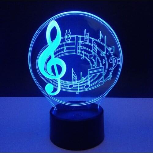 3D LED Colorful Music Notes Shape Lamp USB Rechargeable Home Decor Table Lamps D2TD