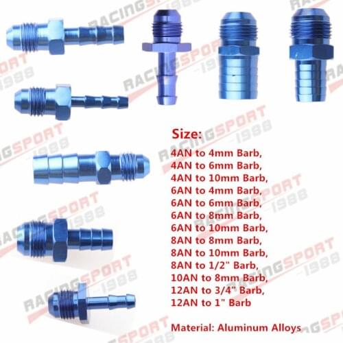 4AN 6AN 8AN 10AN 12AN To 4mm 6mm 8mm 10mm 1'' Barb Straight Fitting Fuel Line