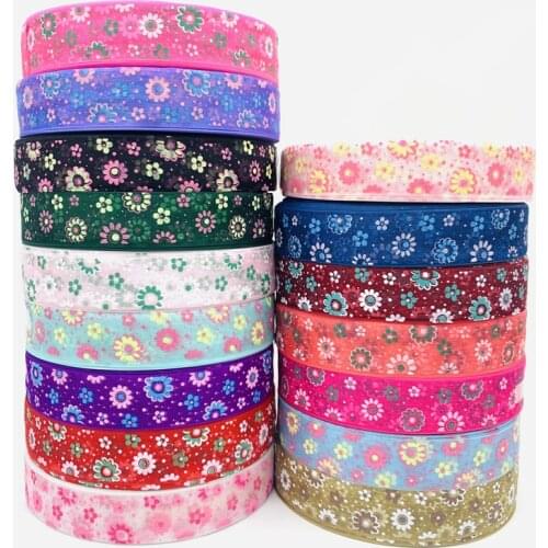 5yards/Lot 25mm Printed Flowers Colorful Organza Ribbon For Bow Christmas Wedding Decoration DIY Sewing Crafts