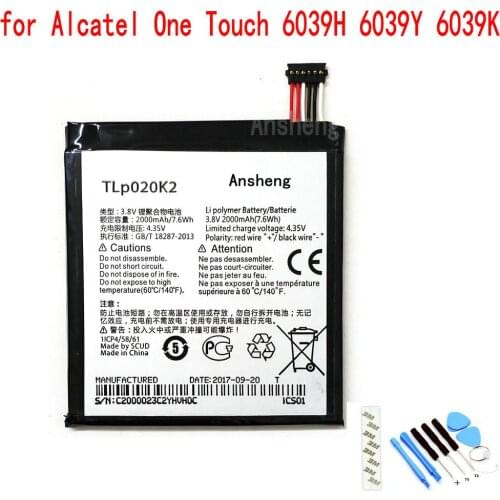 100% NEW Original TLp020K2 2000mAh battery For Alcatel One Touch 6039H 6039Y 6039K Idol 3 4.7 Inches TLp020Kj Mobile Phone