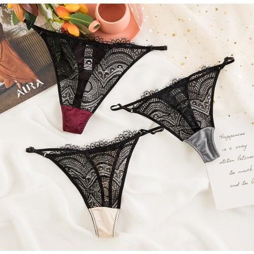 Europe Royal Style Satin Underwear Women Thongs Bragas Sexy Panties Women Lingerie Lace Satin T Panties G-String Women Briefs