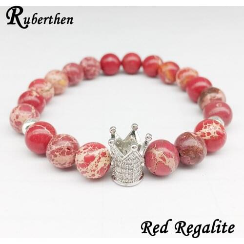 Ruberthen Trendy Design Crown Energy Bracelet Natural 7 Chakra Regalite Stone Bracelet Hearling Balance Bracelet Drop Shipping