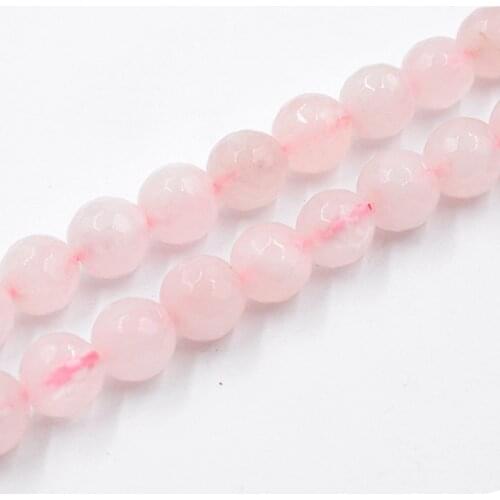 Natural Faceted Pink Quartz Crystal Beads Round Loose Stone Beads 6/8/10/12/14mm for DIY Jewelry Making Charm Bracelet