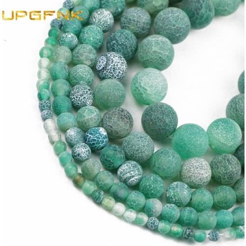 Natural Stone Frost Green Cracked Dream Fire Dragon Veins carnelian Beads For Jewelry Making DIY 6/8/10mm Bracelet Accessories