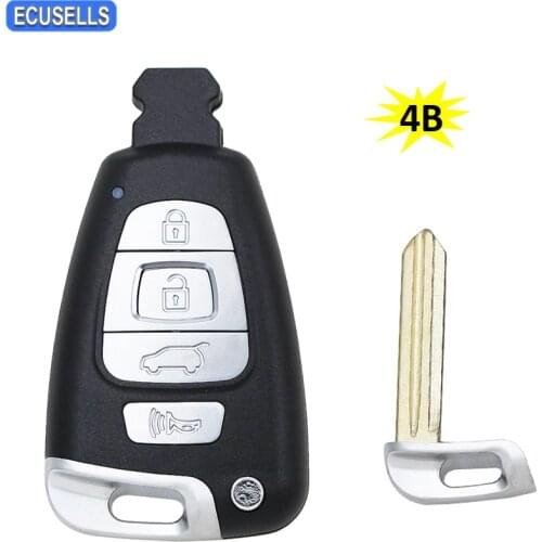 4 Button Smart Card Key Shell Case Housing for Hyundai Veracruz 2007-2012 with Uncut Blade