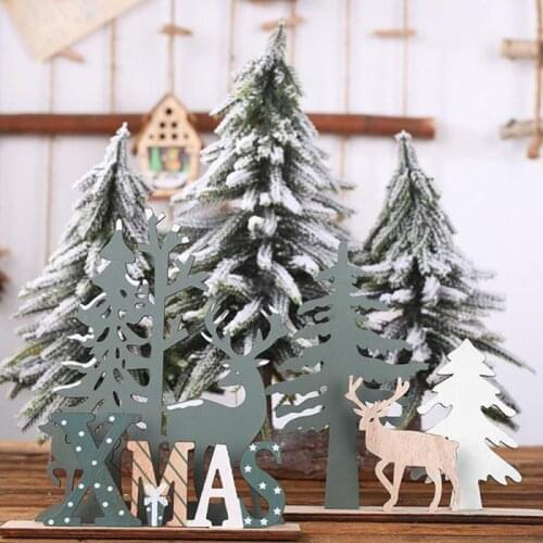 DIY Christmas Deer Wooden Toy Xmas Party Desktop Decoration Christmas Wooden Ornaments Kids Toy Christmas Decorations