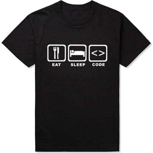 New Summer Style Eat Sleep Code Programming JAVA HTML Comedy T-shirt Funny Programmers T Shirt Men Short Sleeve Top Tees