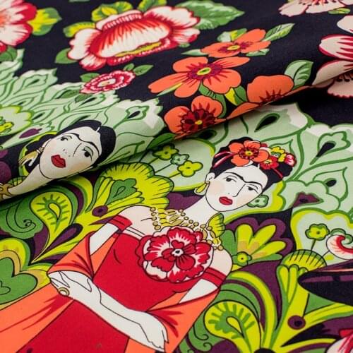 Fashion lady print cotton fabric for dress tissus coton imprimé sewing telas algodon estampadas ткань au mètre tissu tela DIY