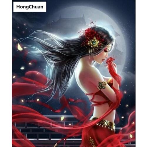 Beautiful sexy woman wall decoration canvas art square round cross stitch diamond painting diamond mosaic hand stick gift