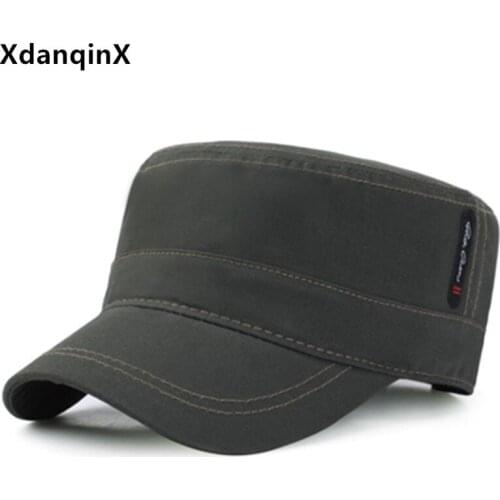 XdanqinX Adjustable Size Mens Flat Cap Cotton Navy Hat Military Hats Snapback Cap Male Bone Casual Sports Caps Brands Dads Hat