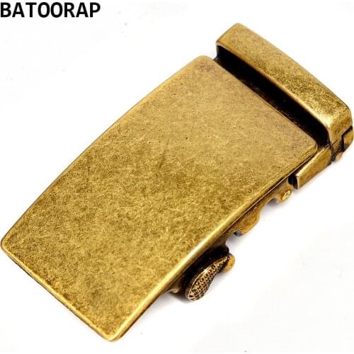 Classic Mens Belt Buckle Automatic Gold Rectangle Vintage Metal Click Buckles Wire Drawing Process Fits In 3.5 CM Ratchet Belt