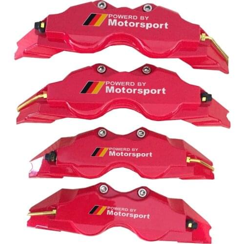 KUNBABY Red ABS Plastic Disc Brake Caliper Cover With Power MotorSport Germany Sticker Front Rear Car Styling Free Shipping