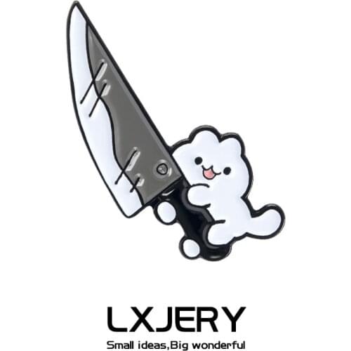 LXJERY Cartoon Dagger Cat Pin Badge On Backpack Funny Brooch Pins For Clothes Broche For Women Girl Schoolbag