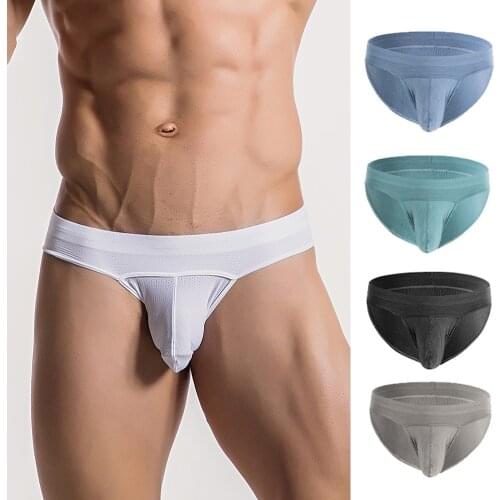 Men Low Rise Briefs U-Bulge Breathable Thong T-Back Panties Bikini Underpants Mens Underwear Thong Briefs