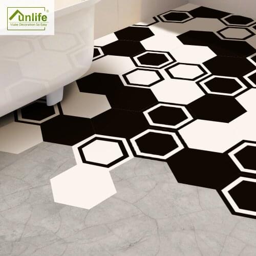 Funlife Floor Stickers DIY Black and White Anti-Slip Self-adhesive Anti-Slip Waterproof PVC Wall Art Decor for Bedroom DB060