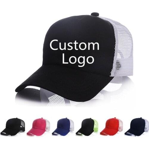 Customization logo trucker hats for adult Summer breathable sport mesh hat cap with logo printing