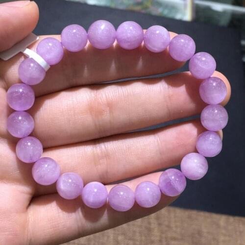 Genuine Natural Purple Kunzite Quartz Bracelet 9mm Energy Cat Eye Clear Round Beads Women Men Certificate AAAAAA