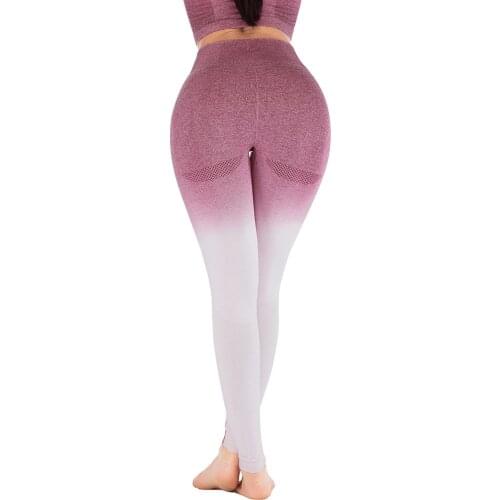 New High waist Womens Leggings Gradient Seamless Stretch Casual Sexy Fitness Leggings Plus Size Pants