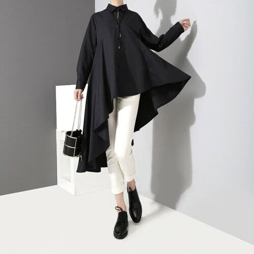 Korean Solid Sale Full Arrival Full Long Vadim Blouse Women Free Shipping 2020 Autumn Preppy Style Shirt Irregular Personality