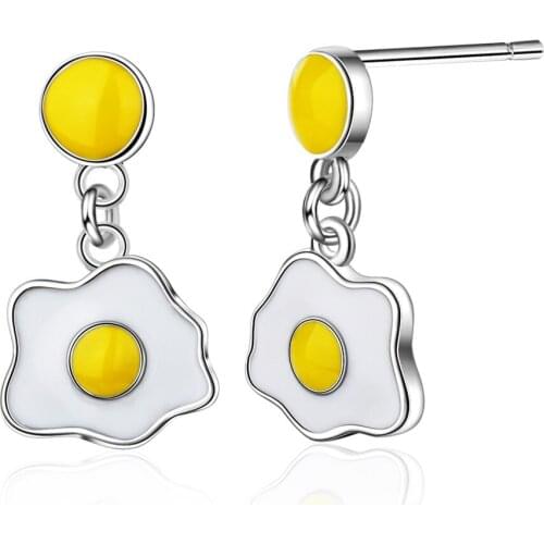 New 925 Sterling Silver Originality Poached Egg Resin Ladies Tassel Stud Earrings Jewelry Anti Allergy Birthday Gift Women Girl