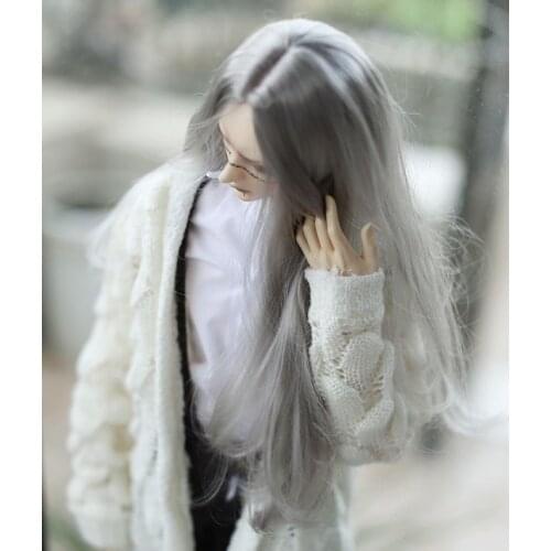 BJD Doll Wig suitable for 1-6 1-4 ancient clothes and wind silver gray soft silk long hair doll accessories
