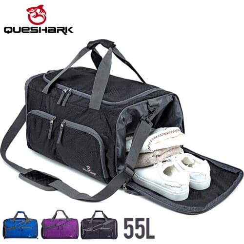 QUESHARK Professional 55L Waterproof Foldable Outdoor Camping Bag Climbing Big capacity Hiking Bag Training Yoga Travel Bag