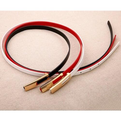 Belts for Women Metal Buckle Thin Belt Fashion Wild Women Leather Belt Black White Red Straps Waistband Female Dress Accessories