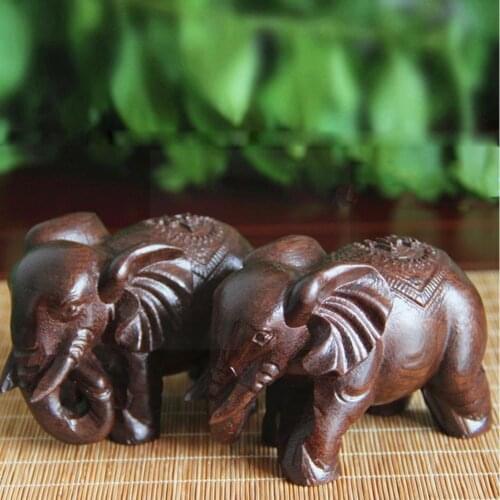 Natural Wooden Carving Boutique Decor Blessing Buddha And Crafts Arts Home Decoration Elephant Lucky Statue Gifts T3Y0
