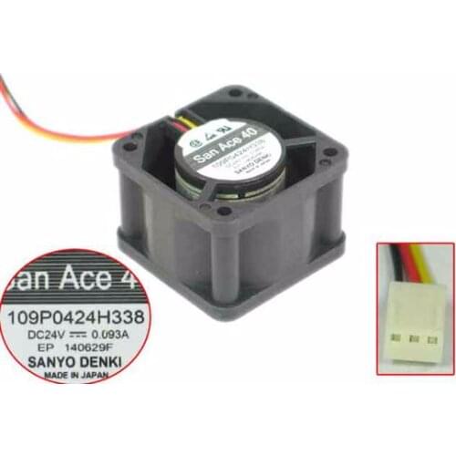 SANYO DENKI 109P0424H338 Server Cooling Fan DC 24V 0.093A 40x40x28mm 3-wire