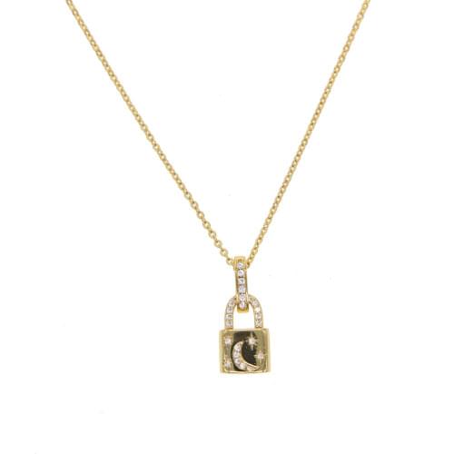 New Fashion Gold Color Cz star Lock Charm chain Pendants Necklace delicate Chain Choker Collar For Women Party Accessories