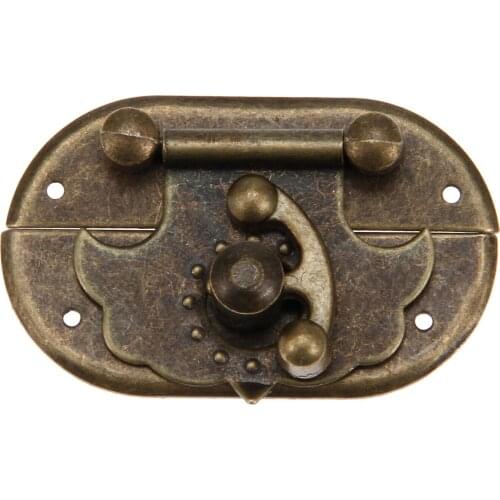1pc Antique Bronze Box Latch Clasps Padlock with Hook Zinc Alloy Vintage Buckle w/screws Retro Wooden Jewelry Wine Gift Case