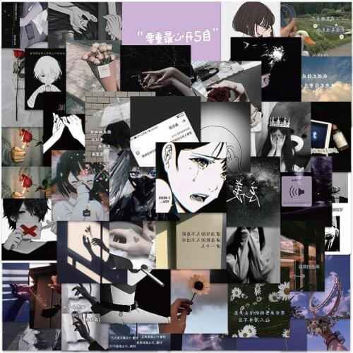 10/30/50PCS Micro Funeral Ins Wind Hand Account Sticker Gloomy Wind Pattern Graffiti Waterproof Luggage Sticker Wholesale