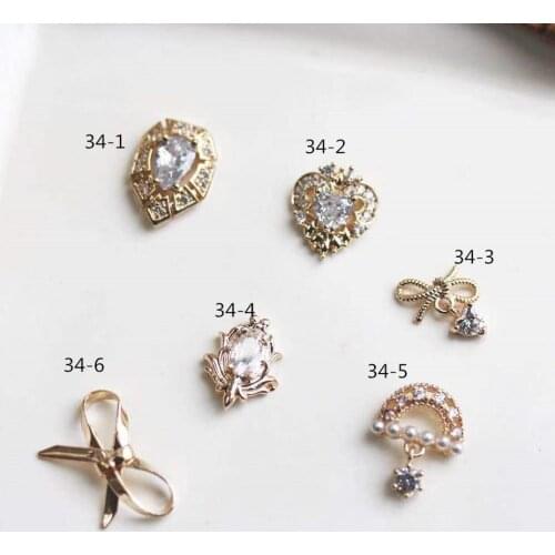 10pcs/lot 3D Luxury Bow love heart Alloy Nail Art Crystals nail jewelry Rhinestone nails accessories supplies decorations charms