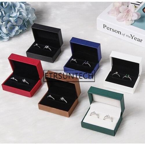 100pcs Engagement Wedding Couple Ring Box Black Brown White Jewelry Rings Packaging Box Gift Box Earring Stud Storage Case