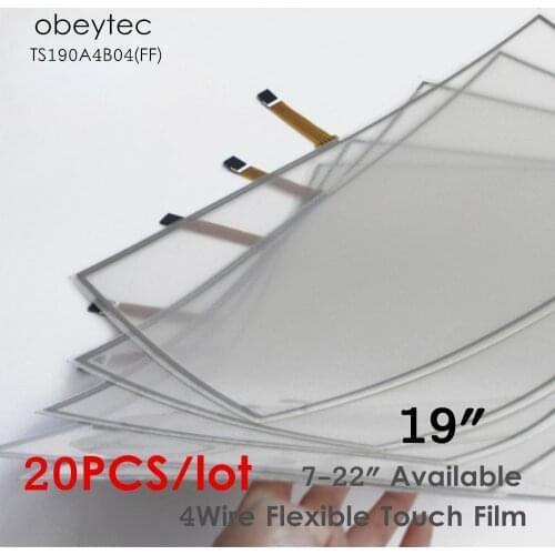 20PCS! obeycrop 19" 4:3 Resistance Touch screen manufacturers, 4wires touch film, AA 375*300mm, TS190A4B04(FF)