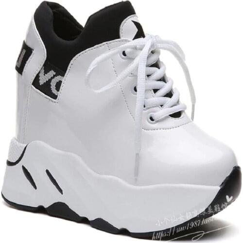 2019 spring and autumn new small white shoes are versatile with thick soles and sports casual shoes with 12cm super high heels