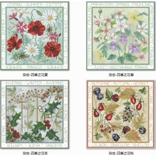 4.87usd/kit Flowers round horse style night snowing patterns Counted Cross Stitch DIY Cross Stitch Kits Embroidery