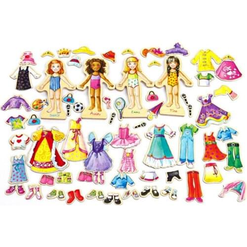 63Pcs/Set Educational Magnetic Wooden DIY Puzzle Jigsaw Kids Development Toy DIY Puzzle Jigsaw