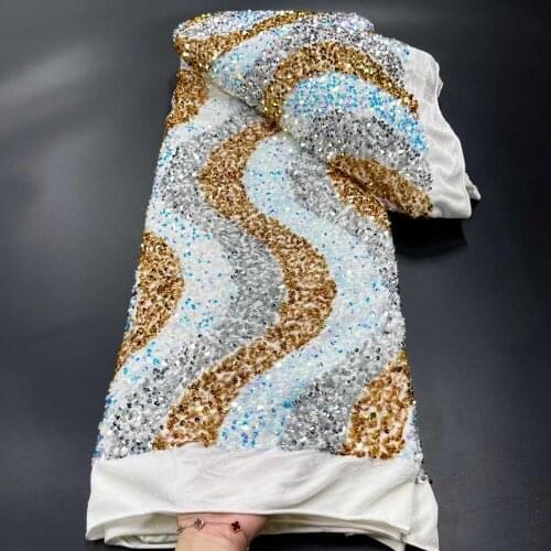 African Squins Voile Lace Fabric Yollow African Cord Lace Fabric High Quality Sequins French Tulle Lace Fabric For Wedding Party