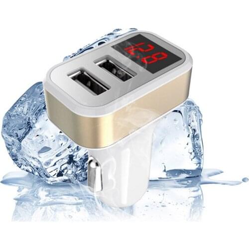 100pcs/lot 2.1A Fast Charge Dual USB Car Charger LED Display Fast Speed Car-charger Car Cigarette Lighter USB Adapter