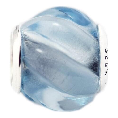 Fashion Jewelry Making Blue Ripples Charm Aqua Blue Crystal Sterling Silver Beads For Woman Fits Original 925 Silver Bracelets