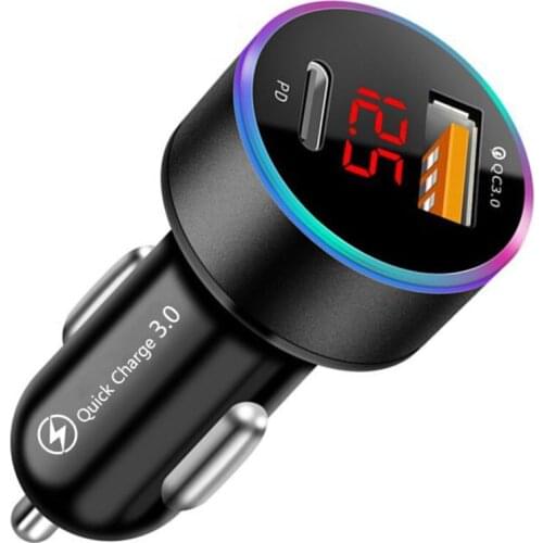 QC3.0 Fast Charger 18W LED Display Car Charger for iPhone Android Mobile Phone Tablet Smart Devices Universal Car Charger