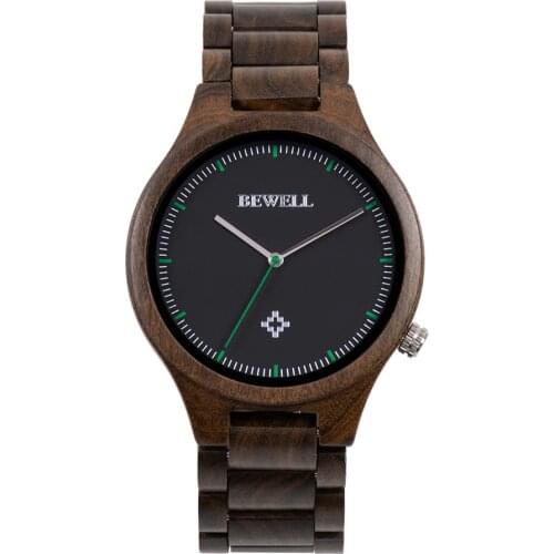 Bewell New Wood Watch Men Luxury Brand Quartz Wristwatch Black Wooden Watch Male relogio masculino Casual Clock Gift for Lover