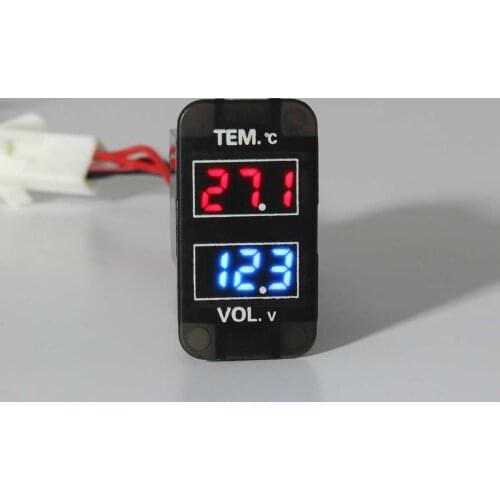 DC 12V -24V LED Digital 2 In 1 Car Voltmeter Temperature Gauge For Toyota 4Runner FJ Cruiser Fortuner For Hilux Tacoma 2005-2014
