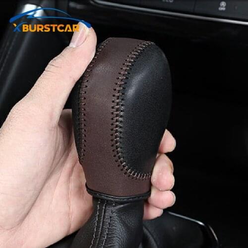 For Samsung QM5 QM6 for Renault Koleos Talisman Megane Captur Clio Scenic Kadjar Fluence Leather AT Gear Shift Knob Cover