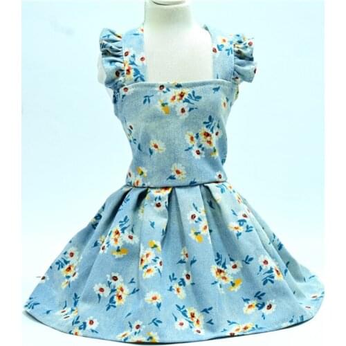 Dog Denim Dress Summer Cat Puppy Skirt Girl Dog Clothes Yorkshire Corgi Pomeranian Poodle Bichon Schnauzer Clothing Costumes New