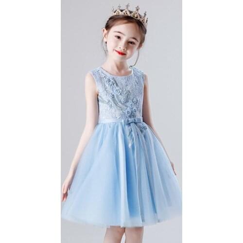 Boutique Embroidered Flower Princess Dress Fresh and sweet banquet dress summer 3-10 years children flower girl dress