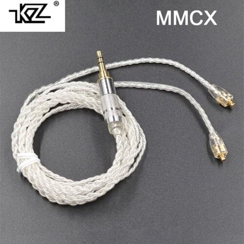 Hot KZ / TRN MMCX Cable Silver Plating Cable Upgraded Cable Replacement Cable Use For Shure SE535 SE846 UE900 DZ9 DZX